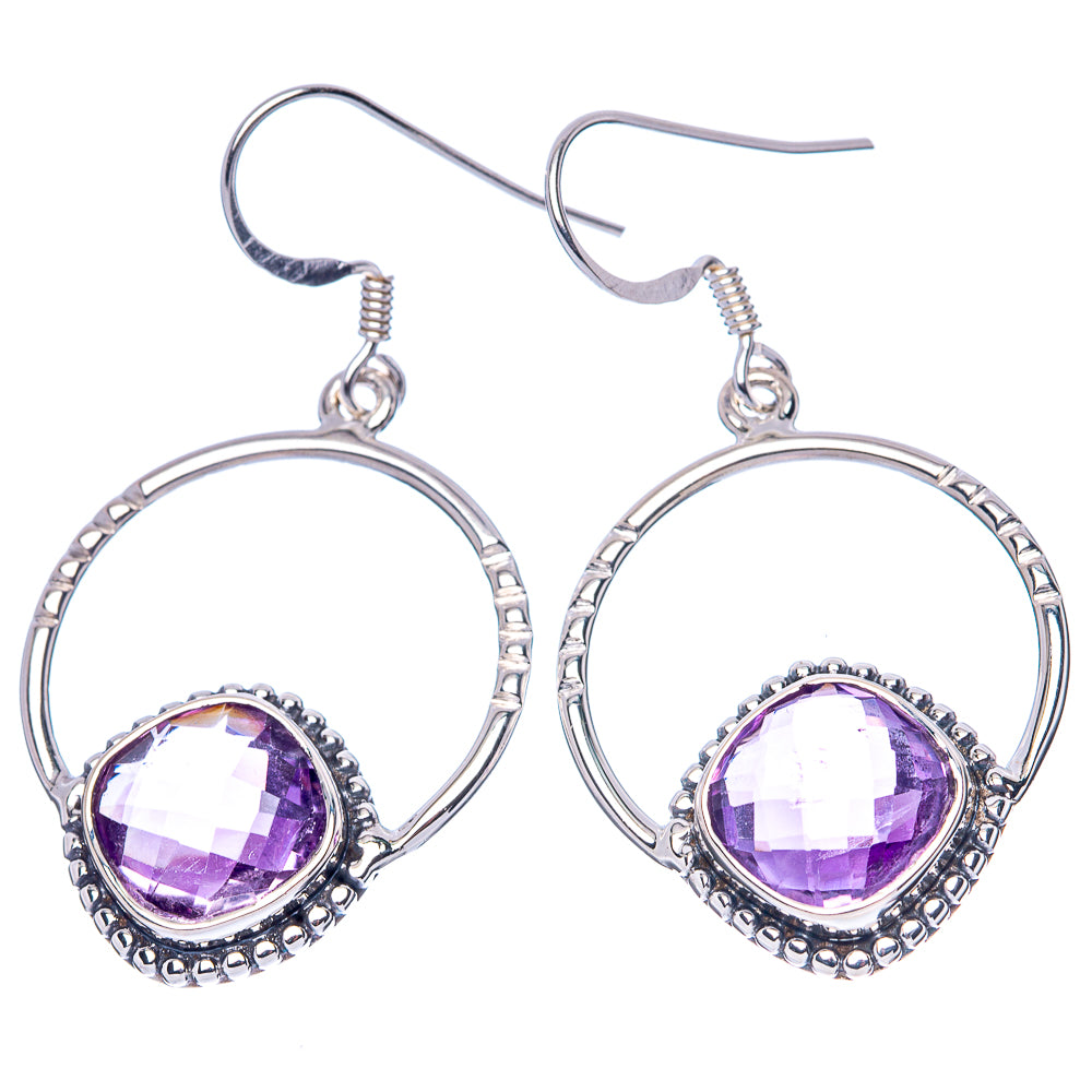 Asc Premium Faceted Amethyst Earrings 1 5/8" (925 Sterling Silver) E1337