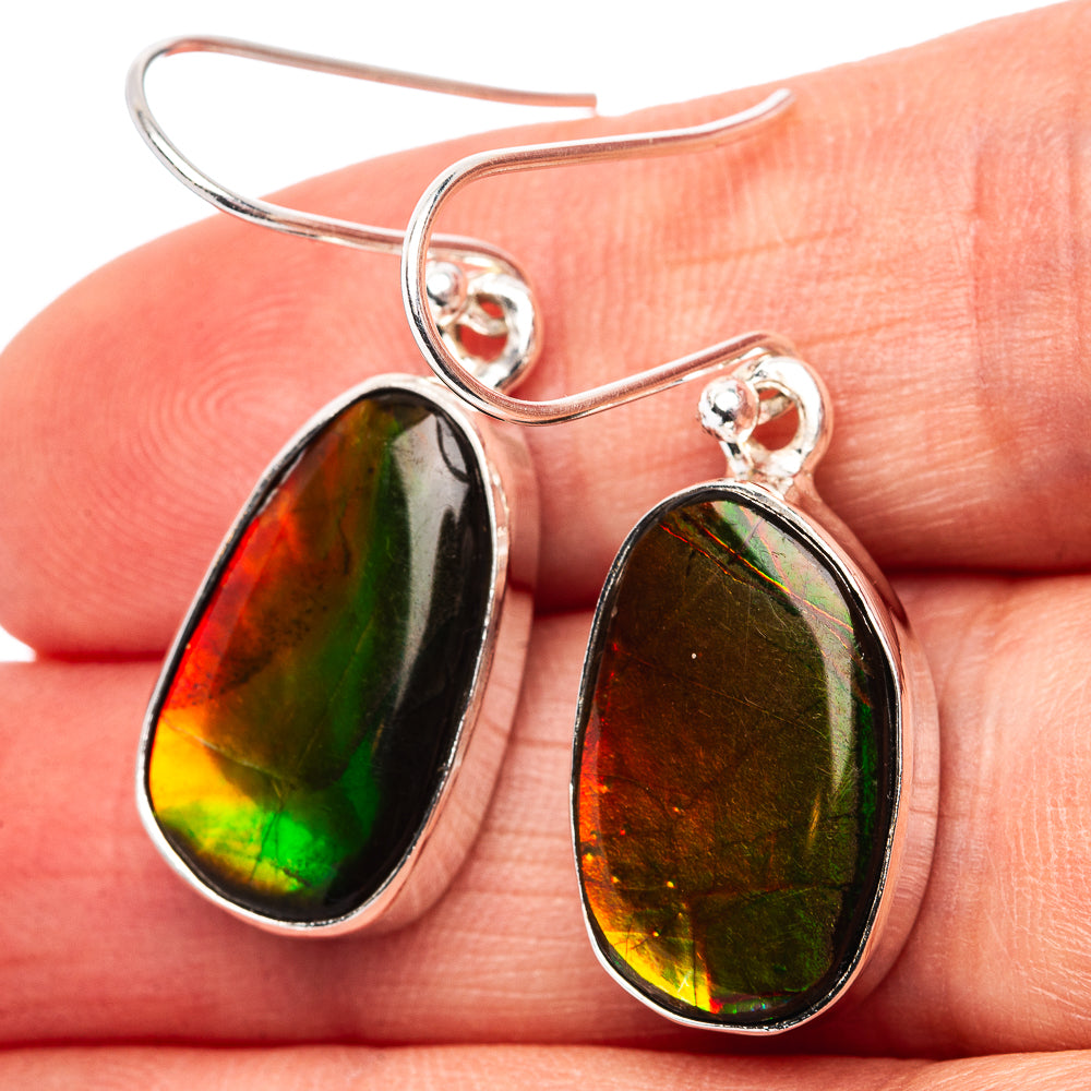 Premium Canadian Ammolite Earrings 1 3/8" (.925 Sterling Silver)