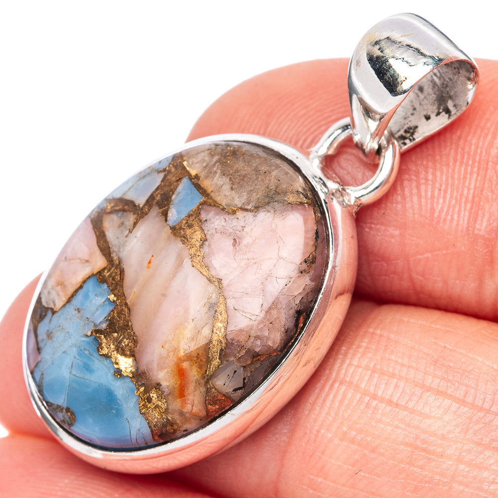 Pink Opal In Kyanite Pendant 1 1/4" (925 Sterling Silver) P42529
