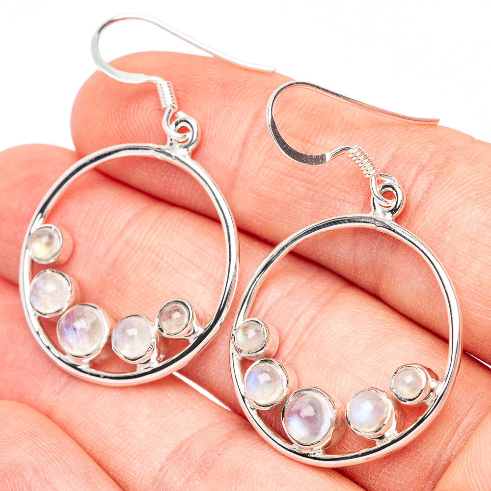 Premium Rainbow Moonstone Earrings 1 5/8" (925 Sterling Silver) E2523