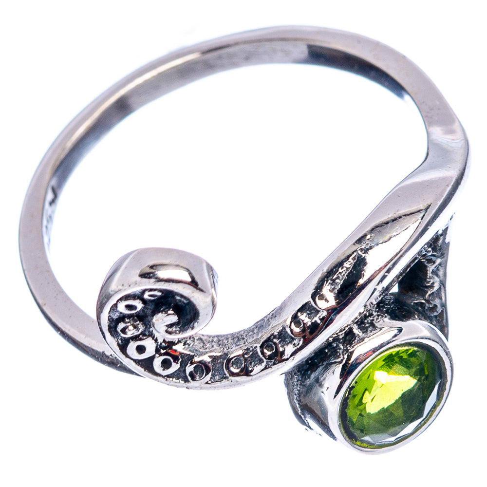 Peridot Wave Dainty Ring Size 6.5 (.925 Sterling Silver)