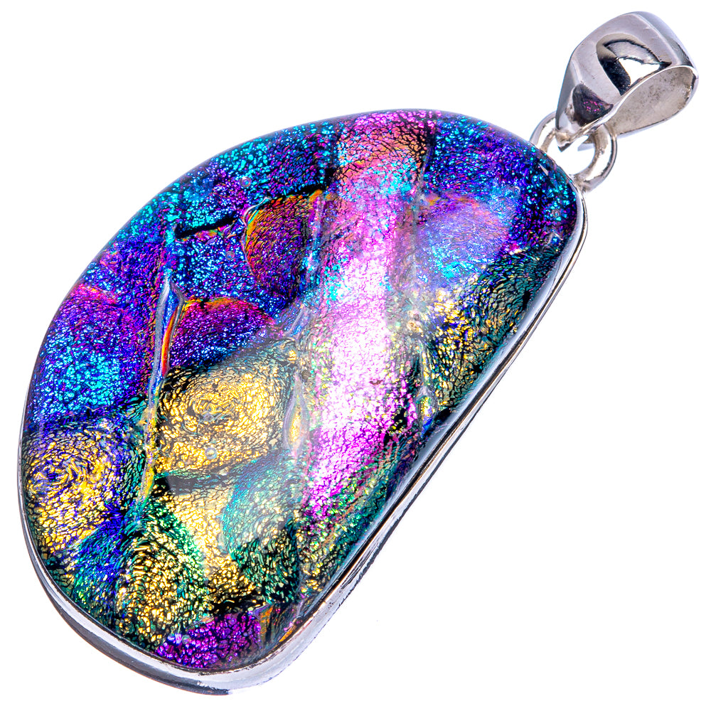 Dichroic Glass Pendant 1 3/4" (925 Sterling Silver) P42158