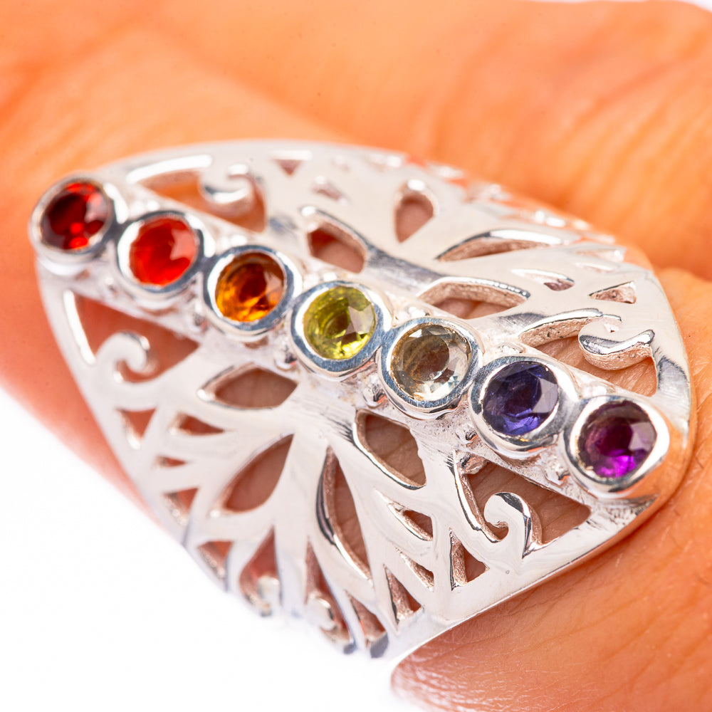 Rainbow Chakra Ring Size 8 (925 Sterling Silver) R140565