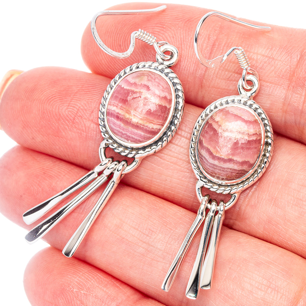 Premium Rhodochrosite Earrings 2 1/8" (925 Sterling Silver) E1195