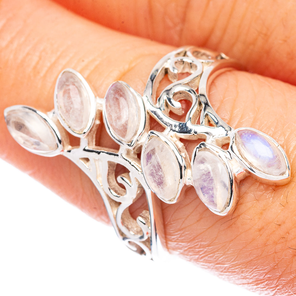 Rainbow Moonstone Ring Size 8 (925 Sterling Silver) R2807
