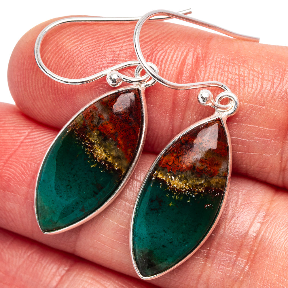 Rare Opalized Wood Earrings 1 1/2" (.925 Sterling Silver)