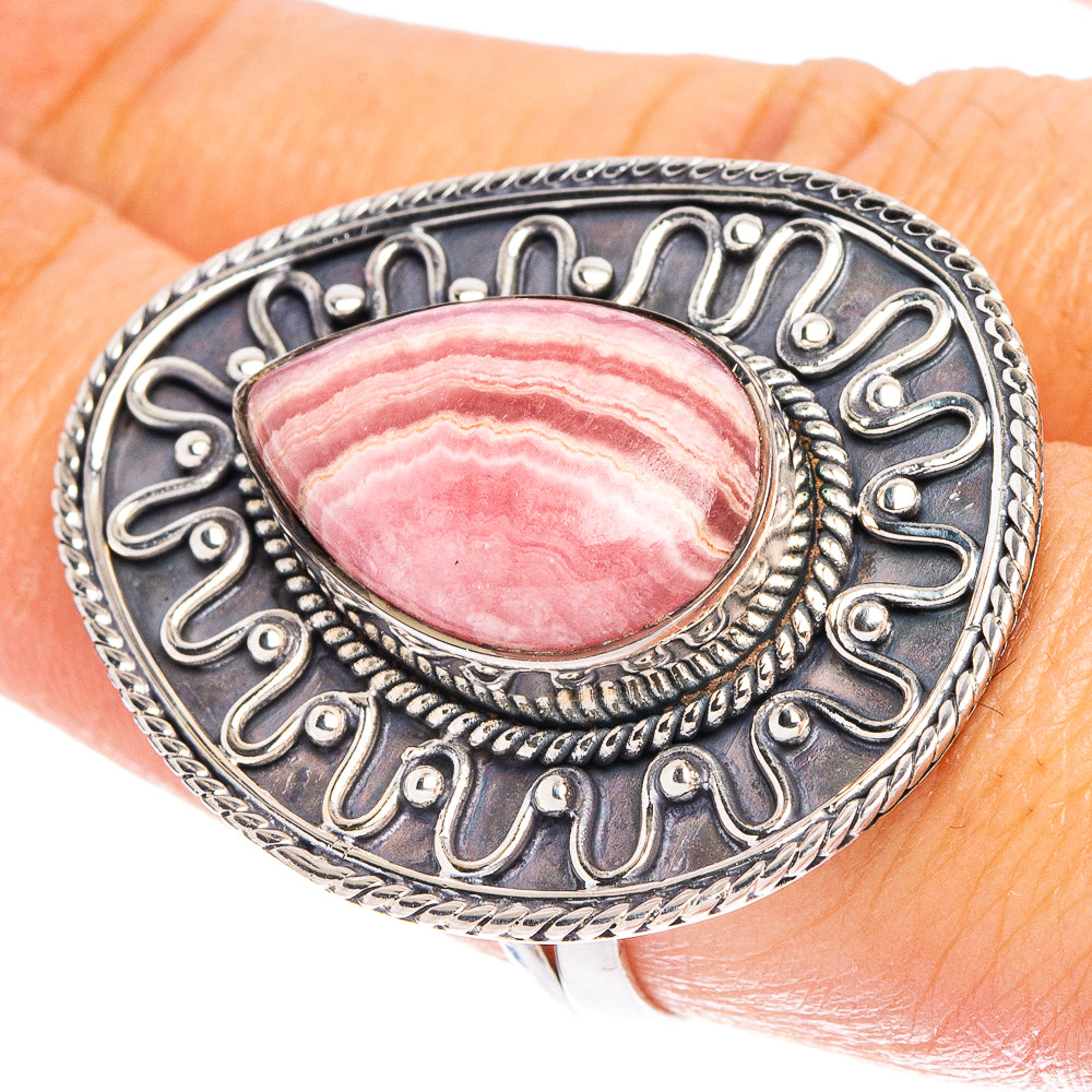 Large Rhodochrosite 925 Sterling Silver Ring Size 7.75 (925 Sterling Silver) R6393