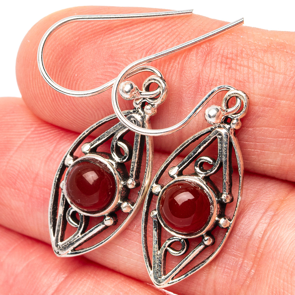 Carnelian Earrings 1 1/2" (925 Sterling Silver) E3124