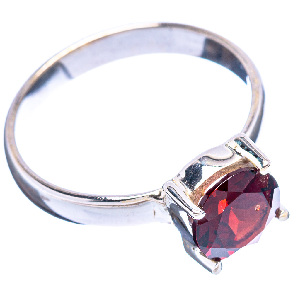 Faceted Garnet Ring Size 8.25 (.925 Sterling Silver)