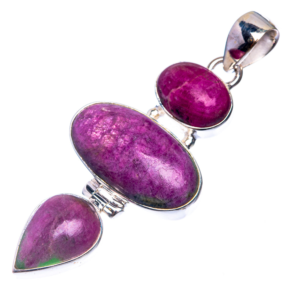 Ruby Zoisite 925 Sterling Silver Pendant 2"