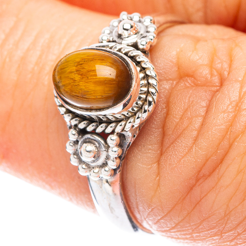 Tiger Eye Dainty Ring Size 6.75 (925 Sterling Silver) R5995
