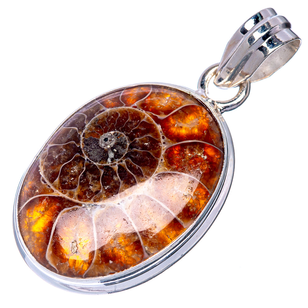 Ammonite Fossil Pendant 1 3/8" (925 Sterling Silver) P40817