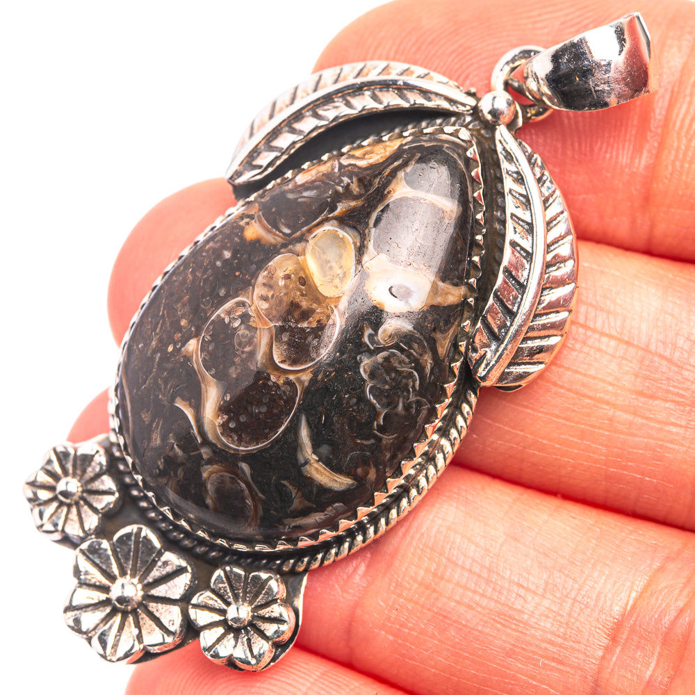 Turritella Agate Pendant 2" (925 Sterling Silver) P38897