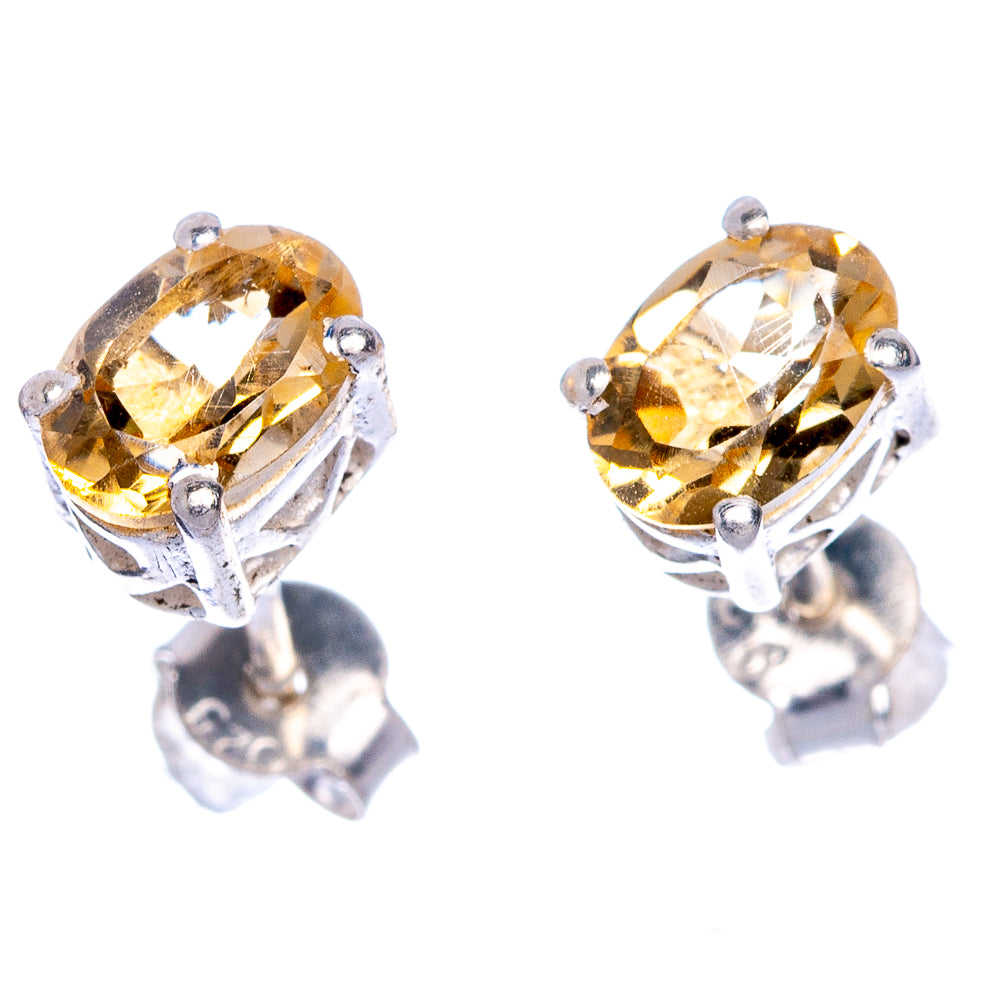 Faceted Citrine EarDainty Rings 1/4" (925 Sterling Silver) E433538