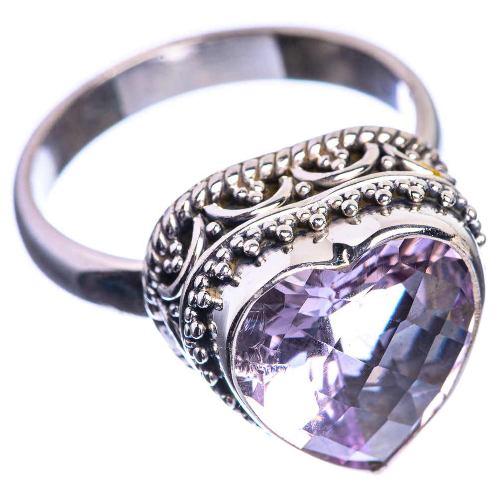 Faceted Pink Amethyst 925 Sterling Silver Ring Size 9