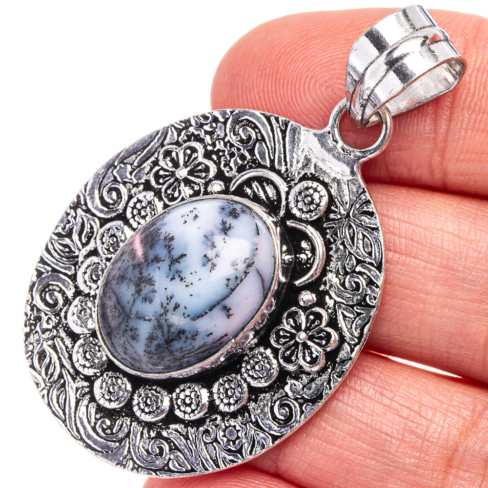 Dendritic Opal Pendant 2" (German Silver)