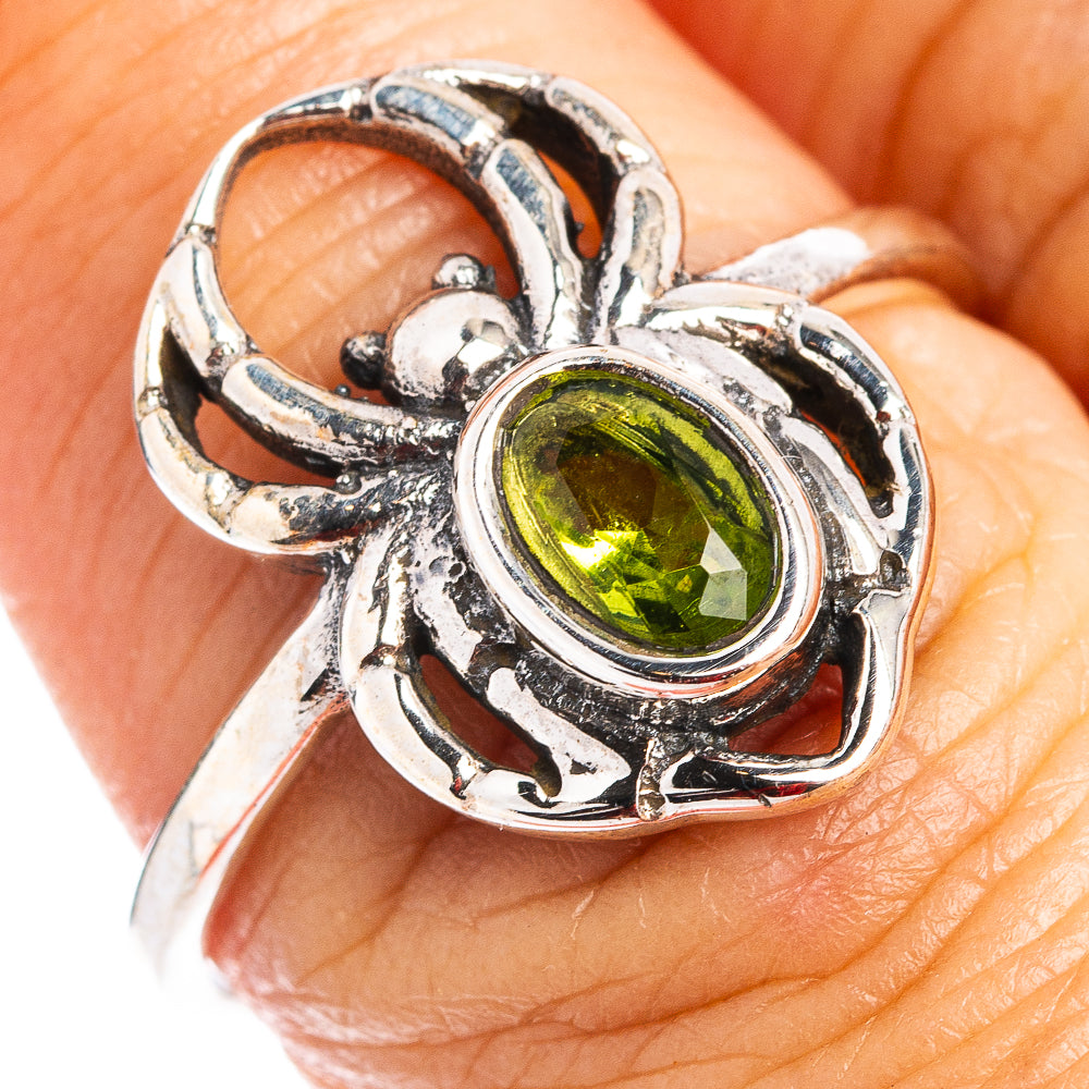 Peridot Spider Dainty Ring Size 7.75 (.925 Sterling Silver)