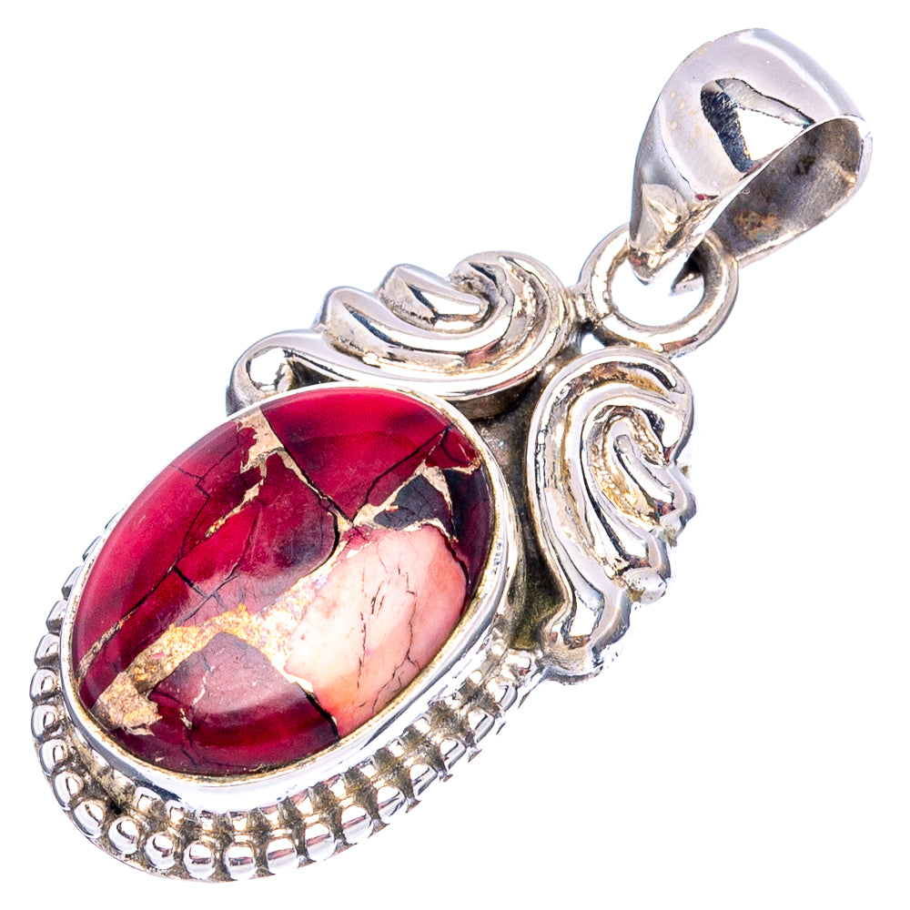 Red Dahlia Mohave Turquoise Pendant 1 1/4" (.925 Sterling Silver)