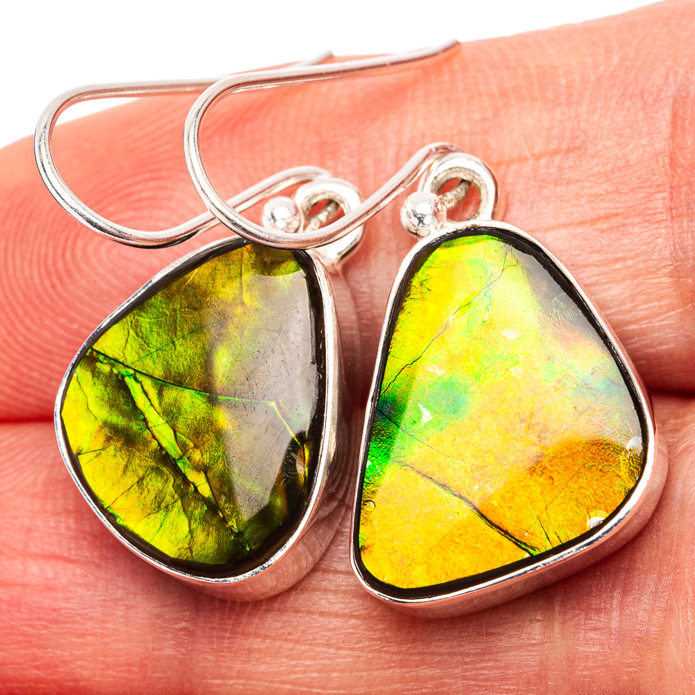 Premium Canadian Ammolite Earrings 1 1/4" (.925 Sterling Silver)