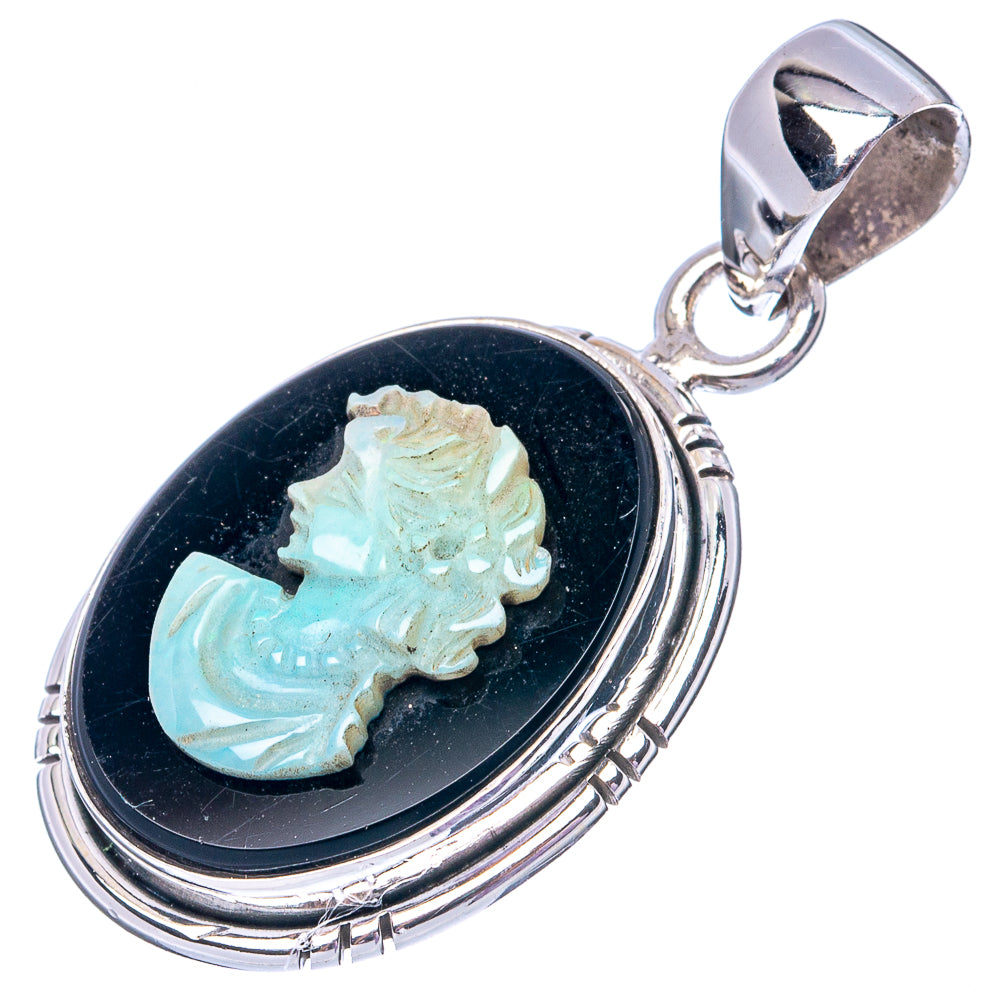 Lady Face Opal Cameo 925 Sterling Silver Pendant 1 3/8" (925 Sterling Silver) P42657