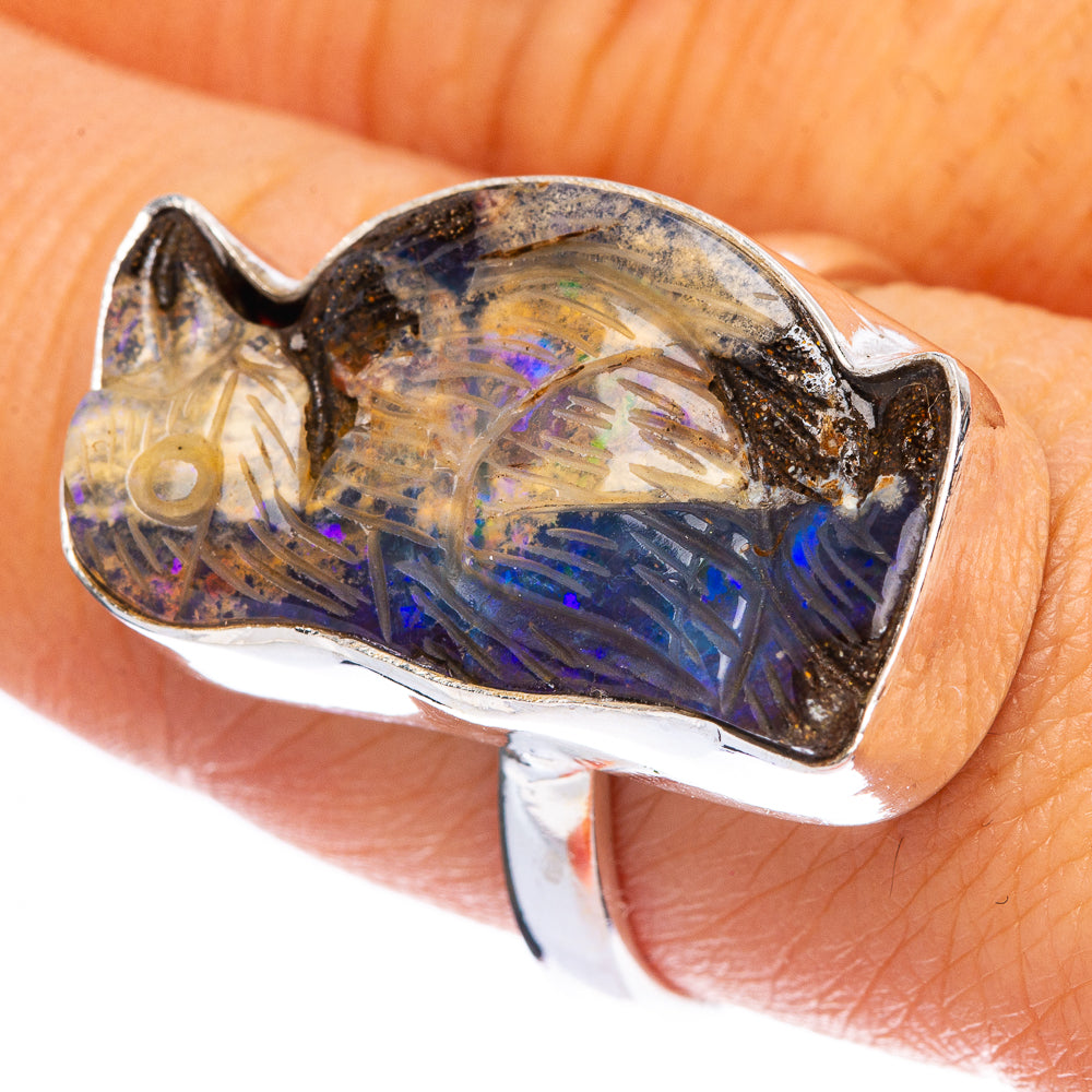 Boulder Opal Bird Ring Size 8.25 (925 Sterling Silver) R146116