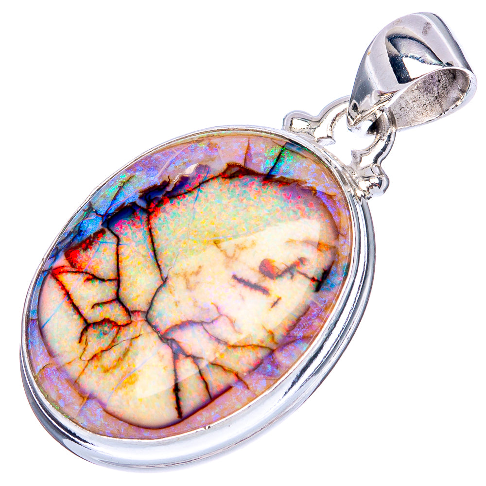 Rare Sterling Opal Pendant 1 3/8" (925 Sterling Silver) P42000