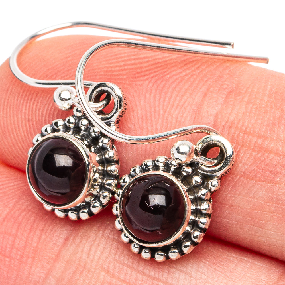 Garnet Earrings 1 1/8" (925 Sterling Silver) E3048