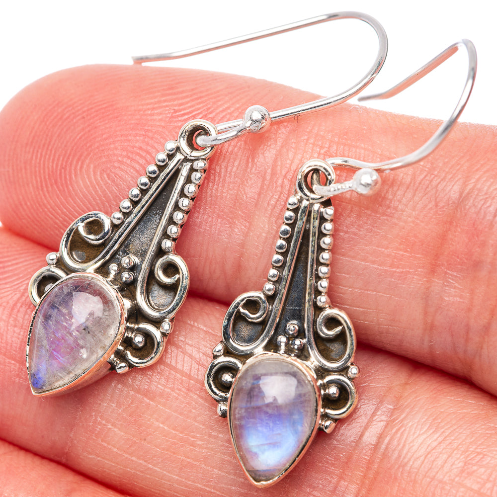 Rainbow Moonstone EarDainty Rings 1 1/2" (925 Sterling Silver) E433134