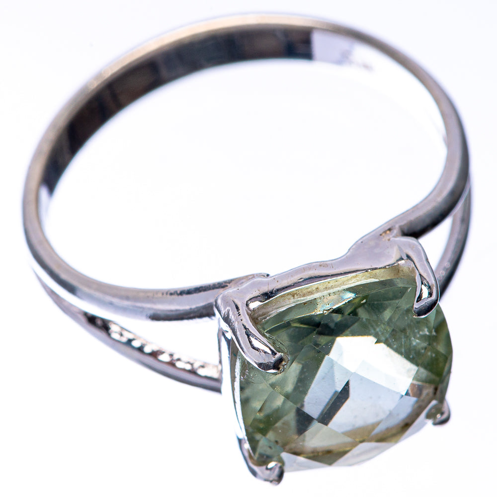 Faceted Green Amethyst Ring Size 8 (925 Sterling Silver) R145092
