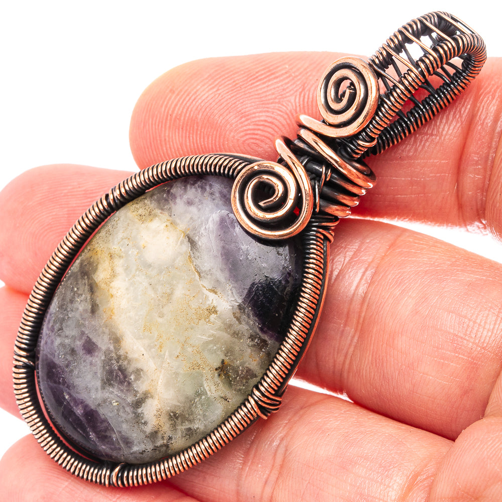 Kammererite Wire Wrap Pendant 2 3/8" (Oxidized Copper)