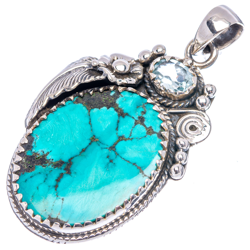 Rare Premium Tibetan Turquoise Pendant 1 7/8" (.925 Sterling Silver)