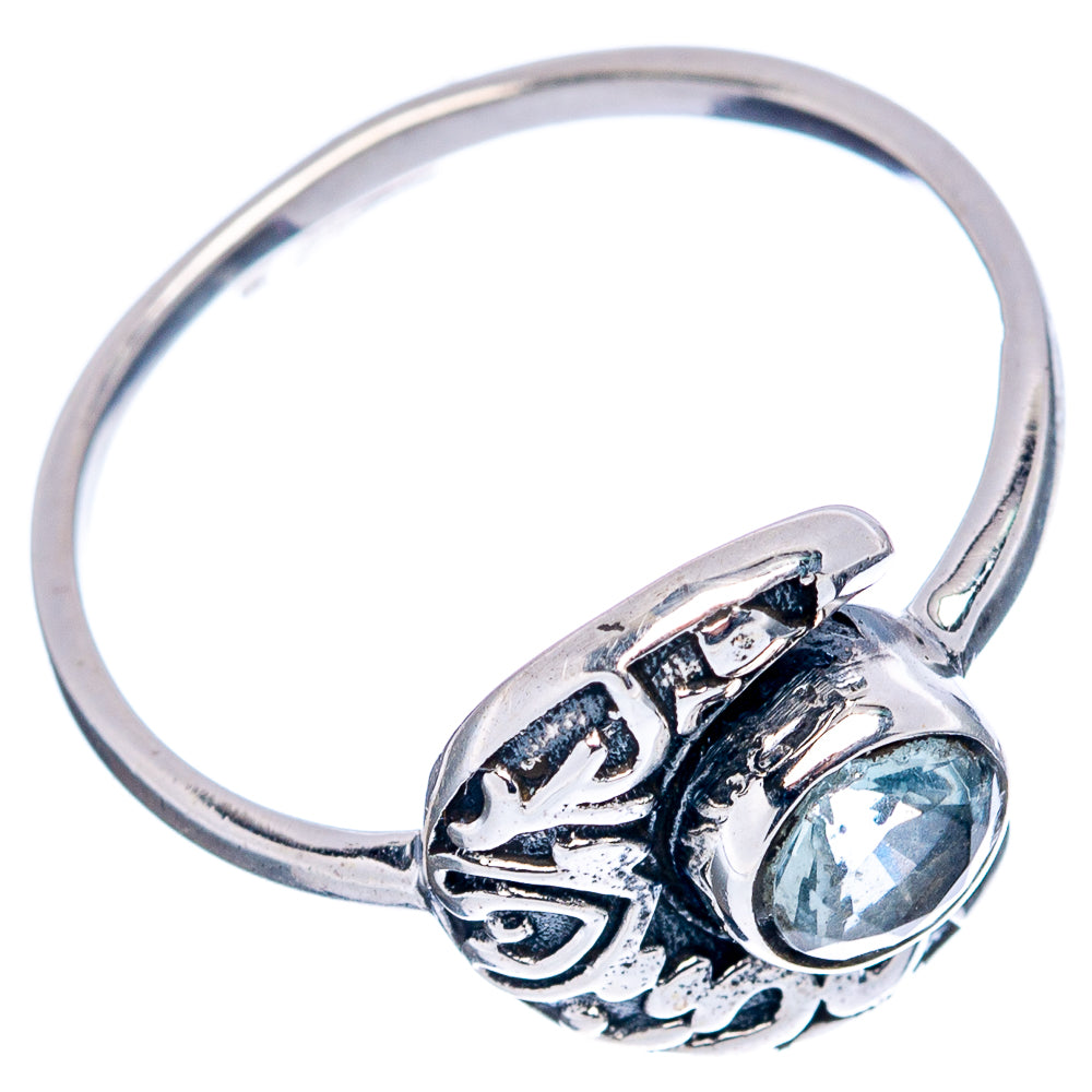 Blue Topaz Moon Dainty Ring Size 7.75 (.925 Sterling Silver)