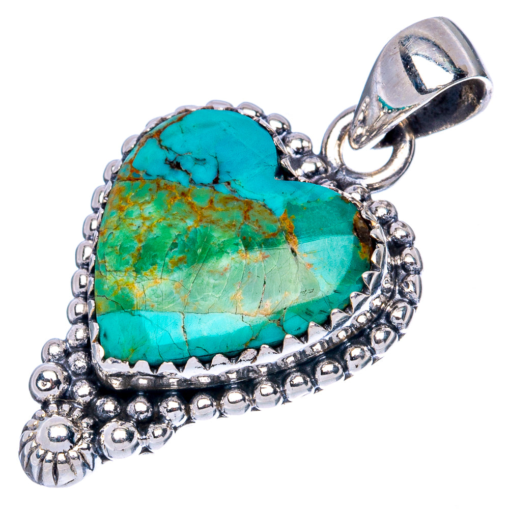 Rare Arizona Turquoise Heart Pendant 1 1/4" (925 Sterling Silver) P42230