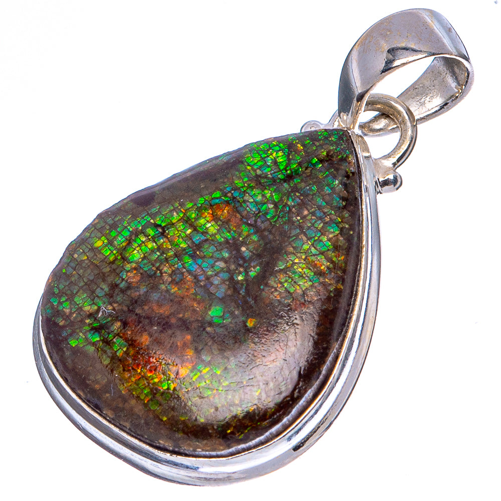 Rare Canadian Ammolite Pendant 1 3/8" (.925 Sterling Silver)