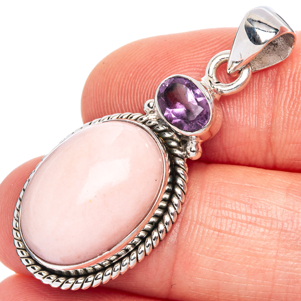 Pink Opal Pendant 1 5/8" (925 Sterling Silver) P41618