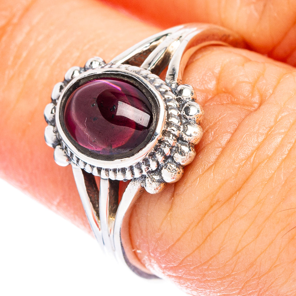 Garnet Dainty Ring Size 6.75 (925 Sterling Silver) R146876