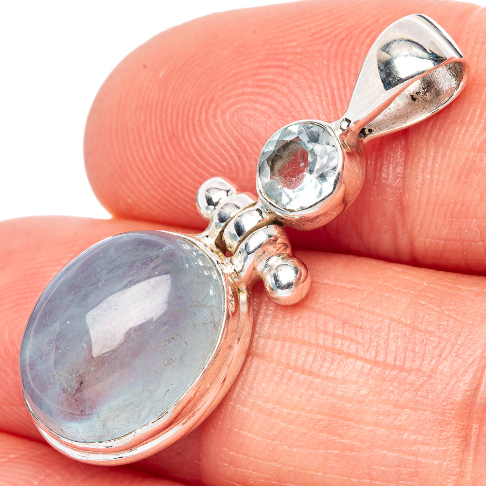 Aquamarine, Blue Topaz Pendant 1 1/4" (925 Sterling Silver) P42819