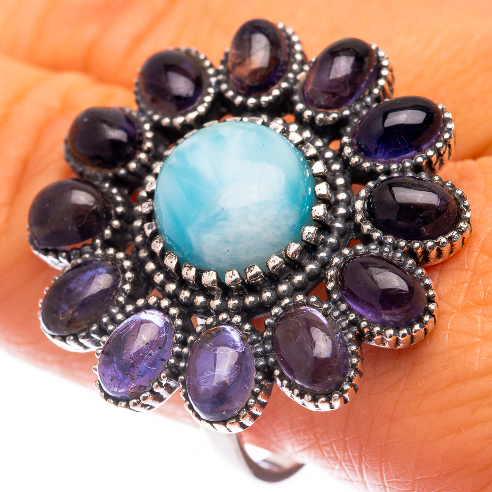 Large Larimar, Tanzanite Ring Size 9.75 (925 Sterling Silver) R141036