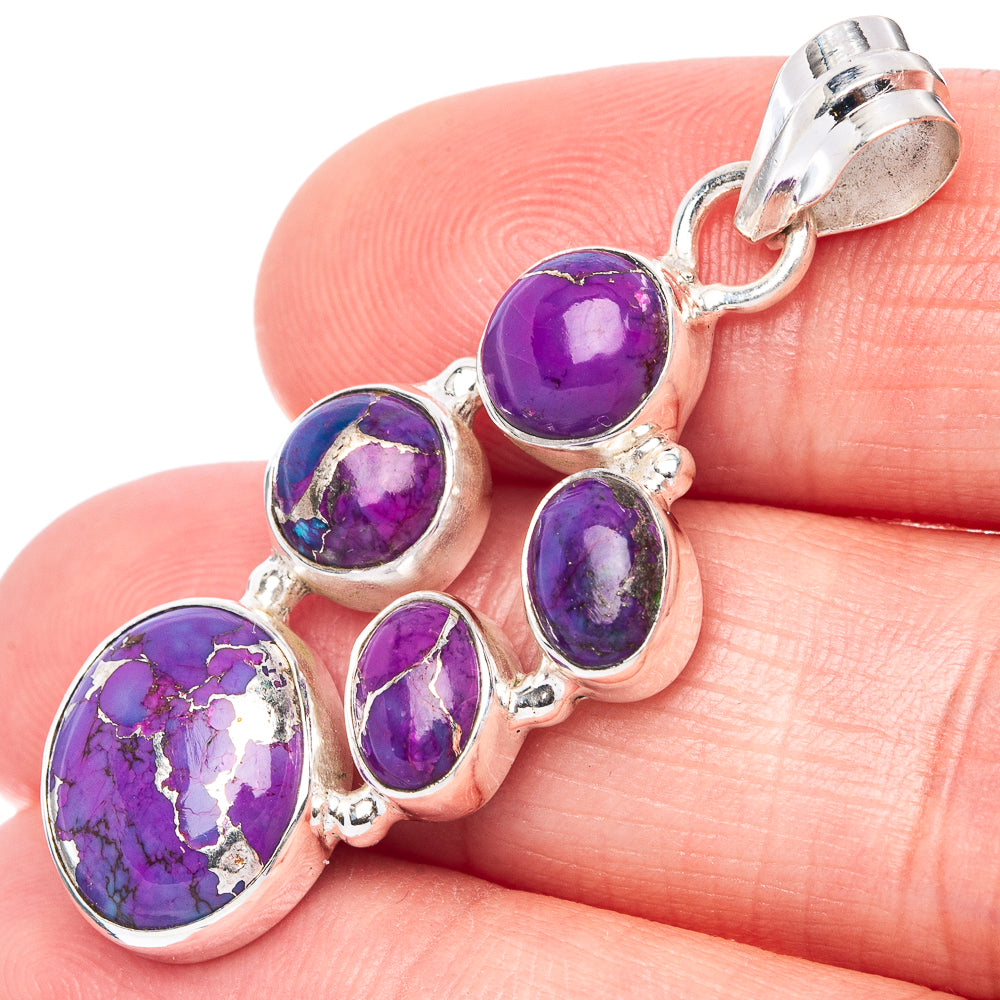 Purple Copper Composite Turquoise Pendant 1 5/8" (925 Sterling Silver) P41088