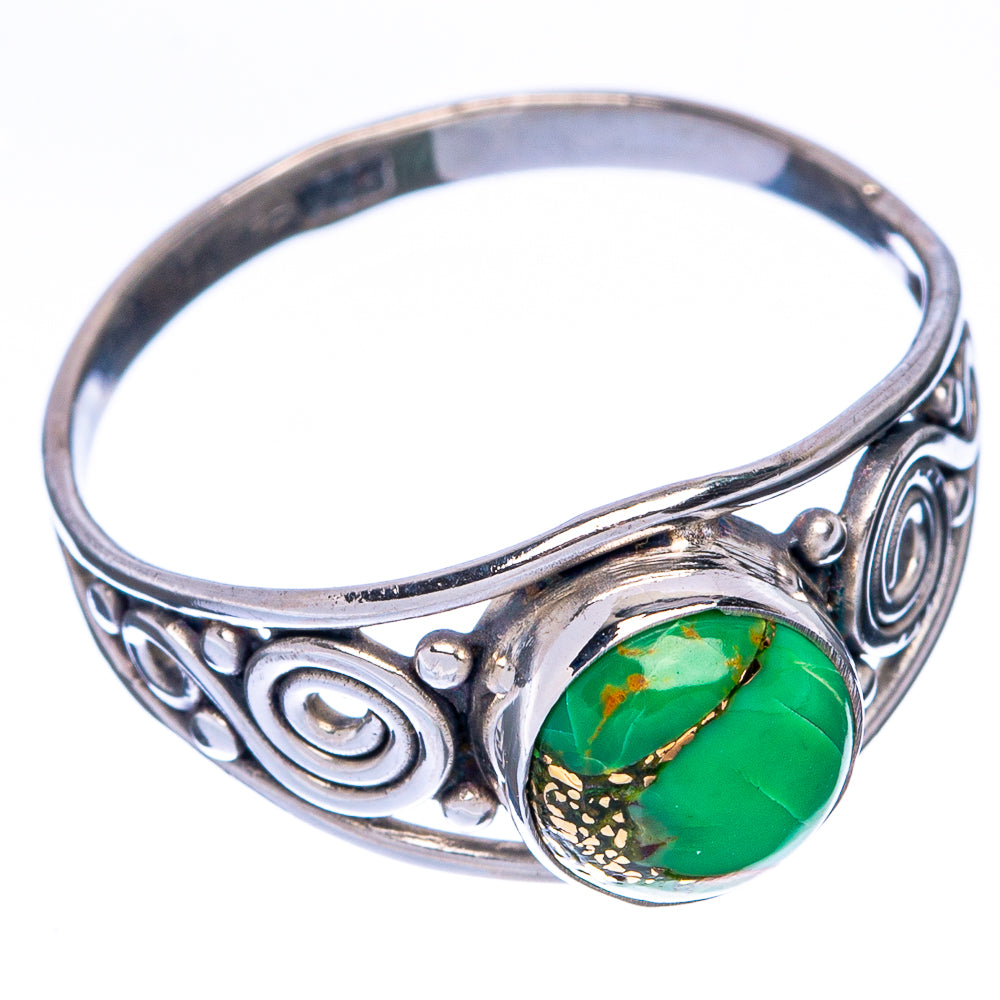 Green Copper Composite Turquoise Dainty Ring Size 7.75 (925 Sterling Silver) R144992