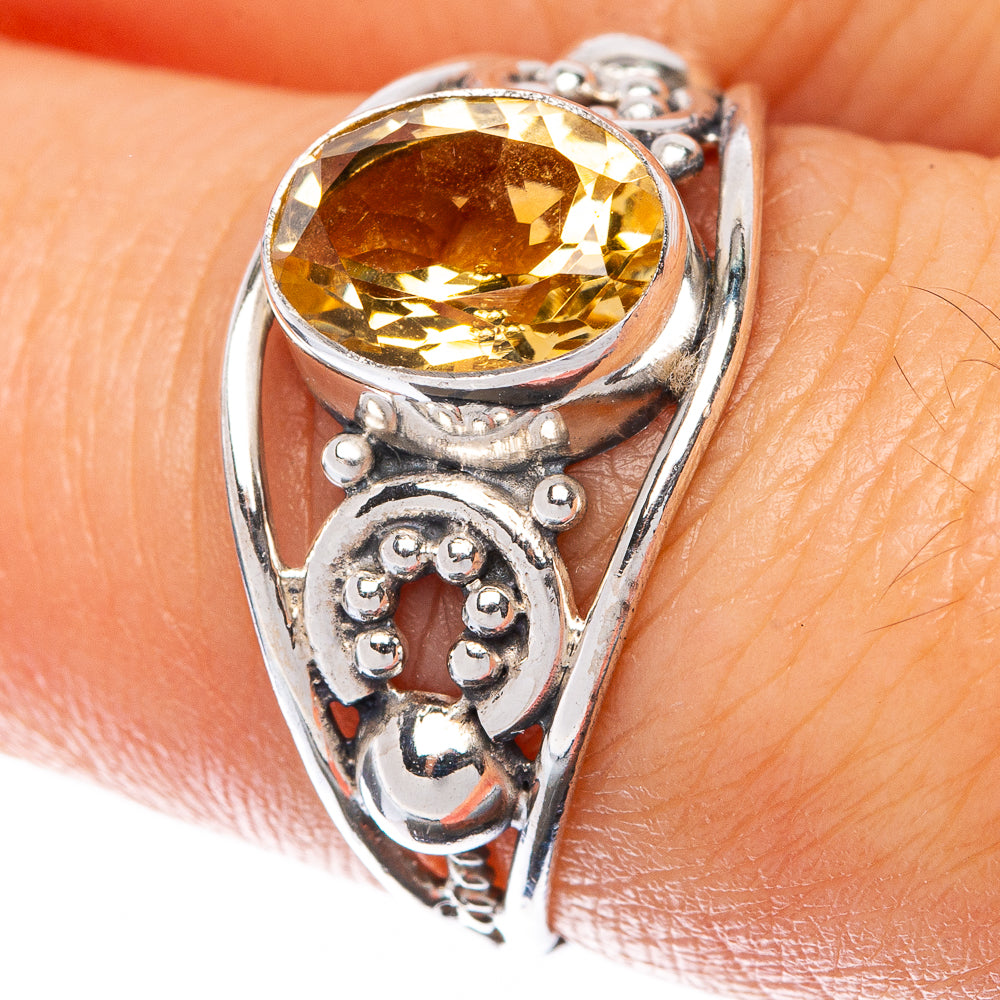 Faceted Citrine Dainty Ring Size 7.25 (925 Sterling Silver) R145085