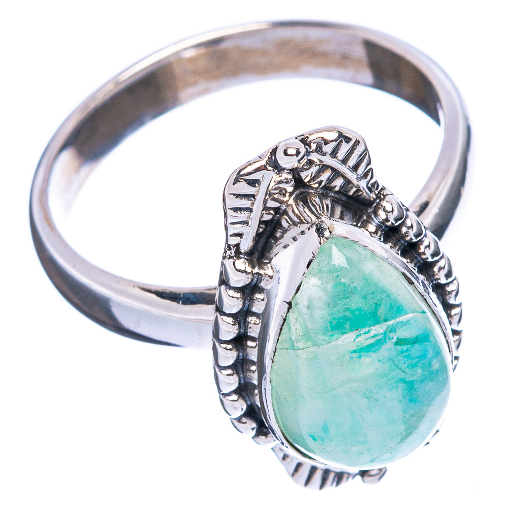 Green Moonstone Ring Size 6.5 (925 Sterling Silver) R3674