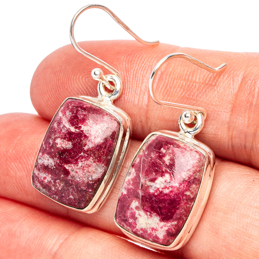 Lepidolite 925 Sterling Silver Earrings 1 3/8" (925 Sterling Silver) E2097