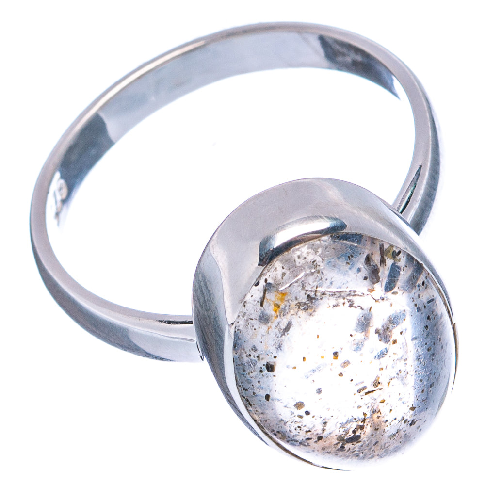 Black Dot Rutilated Quartz Ring Size 6 (.925 Sterling Silver)