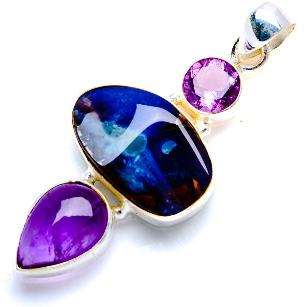 Australian Boulder Opal, Amethyst Pendant 2" (925 Sterling Silver) PD38172