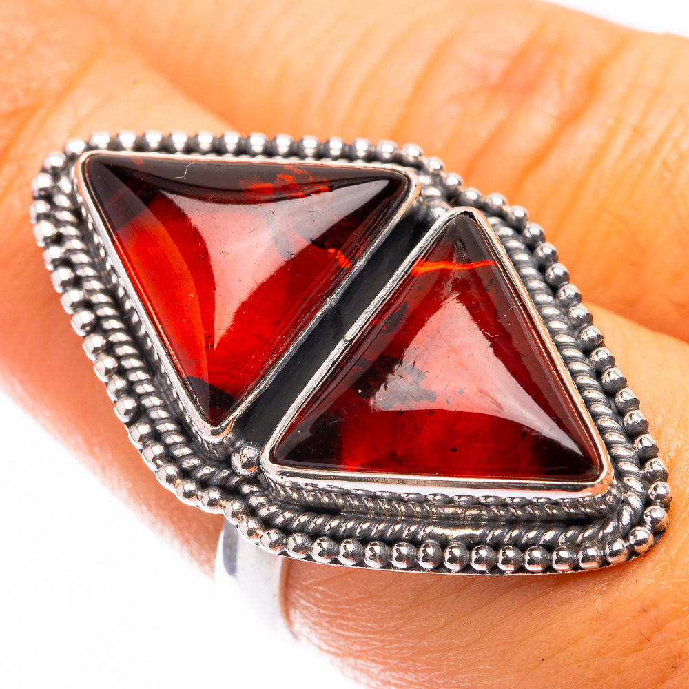Large Baltic Amber Ring Size 7.25 (925 Sterling Silver) R141233