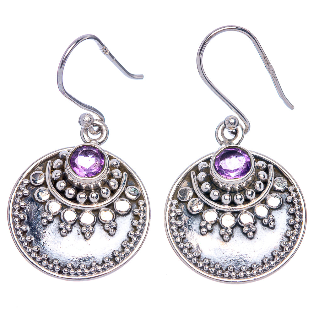 Faceted Amethyst Earrings 1 3/8" (925 Sterling Silver) E433377
