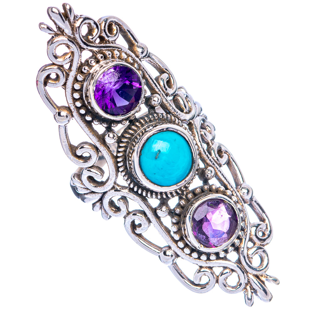 Large Sleeping Beauty Turquoise, Amethyst Ring Size 5.75 (925 Sterling Silver) R144502