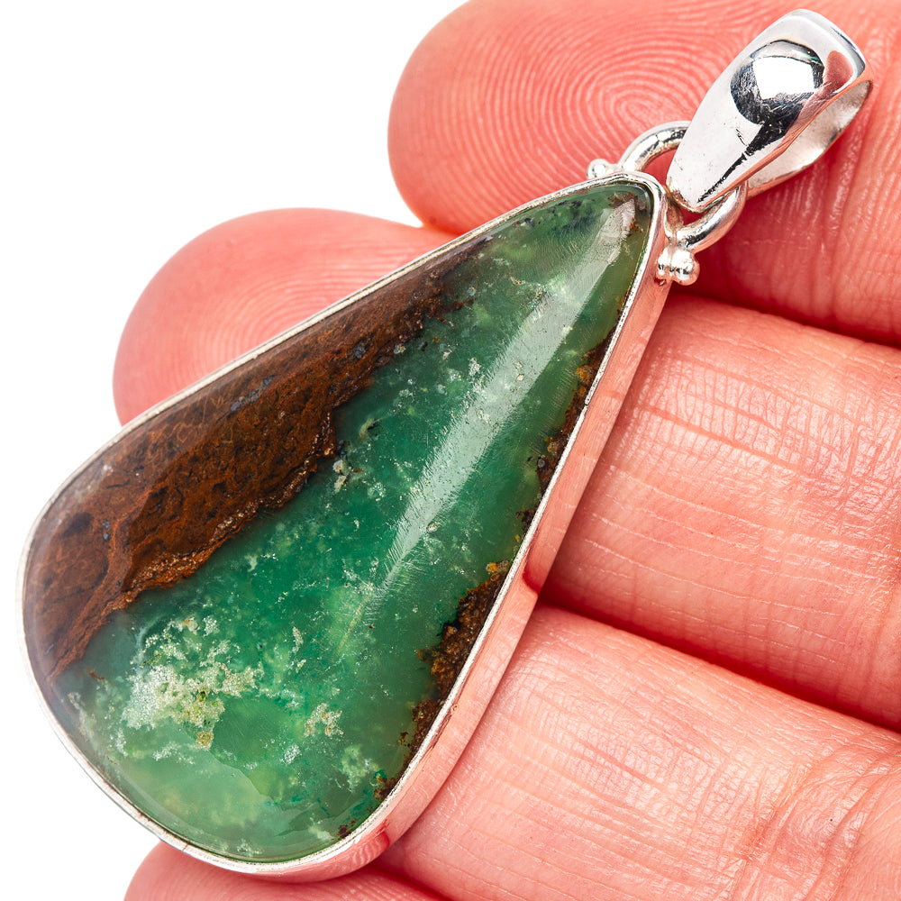 Boulder Chrysoprase Pendant 1 3/4" (.925 Sterling Silver)