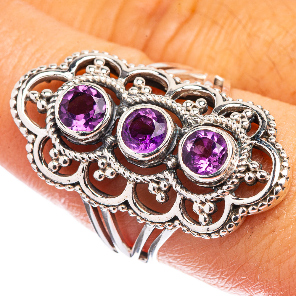 Faceted Amethyst Ring Size 8.5 (925 Sterling Silver) R142629